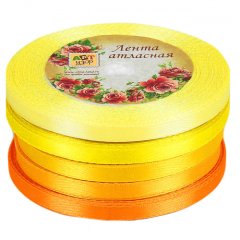 Набор лент для декора и упаковки Оттенки жёлтого 7мм 5 шт 2611796