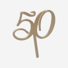 Топпер декоративный акриловый "Цифра 50" Золото 7 см цифра-16