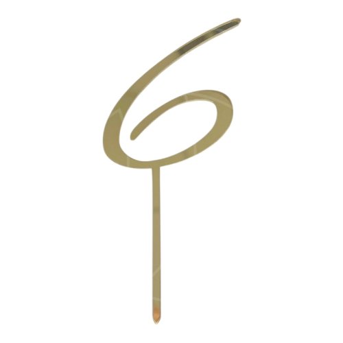 Топпер декоративный акриловый "Цифра 6 курсив" Золото 