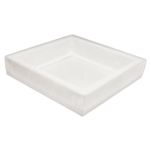 Коробка для сладостей с прозрачной крышкой белая 15х15х3,5 см 17-2-3	