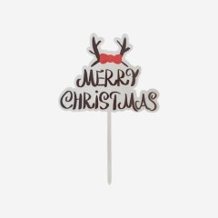 Топпер декоративный акриловый "Merry Christmas. Оленьи рога" Топ-11	