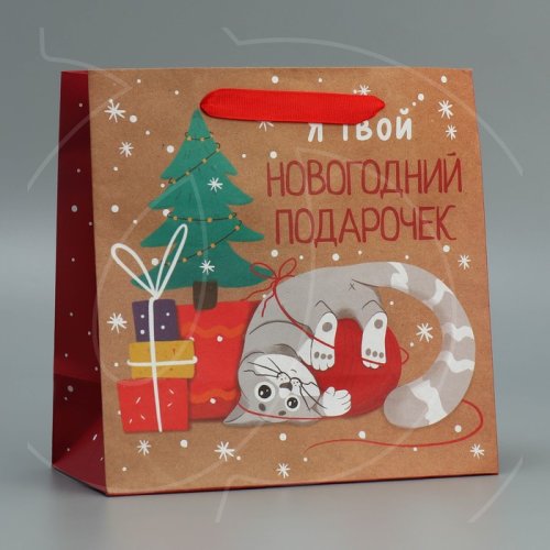 Пакет бумажный "Подарочек" 22х22х11 см 9524165