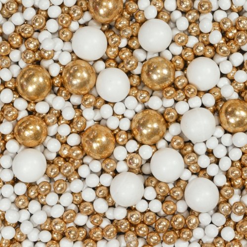Посыпка кондитерская MIXIE "Диско-шарики белые с золотом" 45 г 