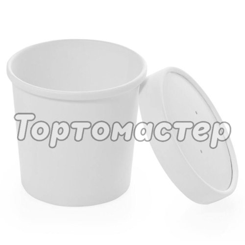 Контейнер Белый с картонной крышкой 340 мл ECO SOUP 12W, 1438280