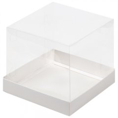 Коробка для торта/кулича с прозрачной крышкой и ложементом белая 16х16х20 см 022280 +022074