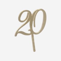 Топпер декоративный акриловый "Цифра 20" Золото 7 см цифра-16