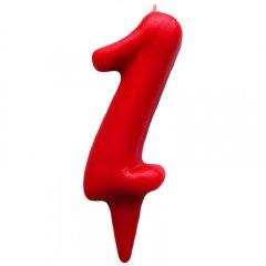 Свеча декоративная округлая "Цифра 1" Красная 2303035
