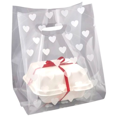 Пакет для бенто-торта прозрачный с сердечками 30х28х36 см 2124582916