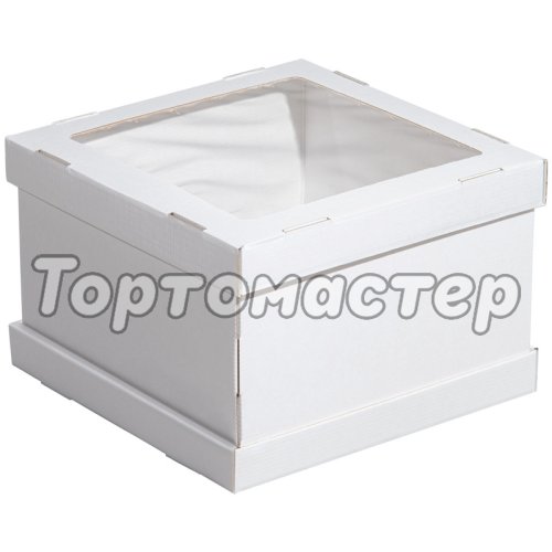 Коробка для торта с окном белая 28х28х20 см ForG STRONG I W W 280*280*200 S