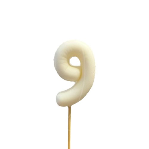 Фигурка из шоколадной глазури "Воздушный шарик белый цифра 9" ФГ176(белый9)		
