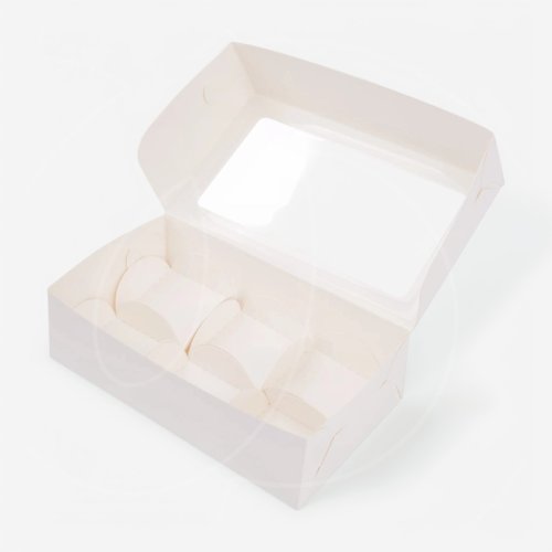 Коробка для 6 моти с пластиковым окном белая 19х11х5,5 см 293094