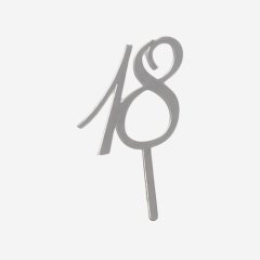 Топпер декоративный акриловый "Цифра 18" Серебро 7 см цифра-16