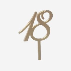 Топпер декоративный акриловый "Цифра 18" Золото 7 см цифра-16