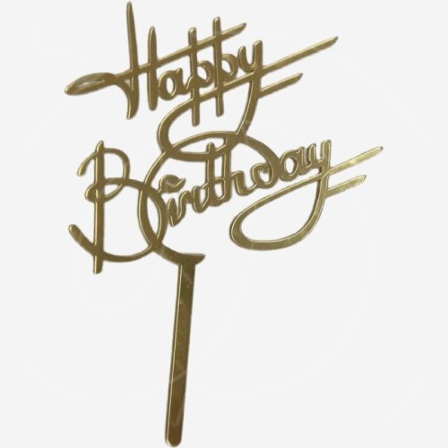 Топпер декоративный акриловый "Happy Birthday 4" Золото 11 см др-141
