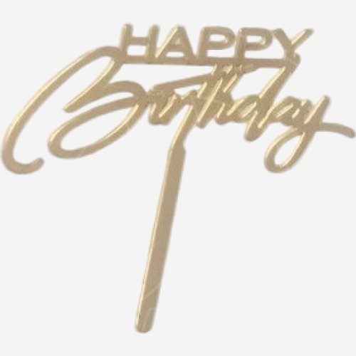 Топпер декоративный акриловый "Happy Birthday 6" Золото 11 см др-146