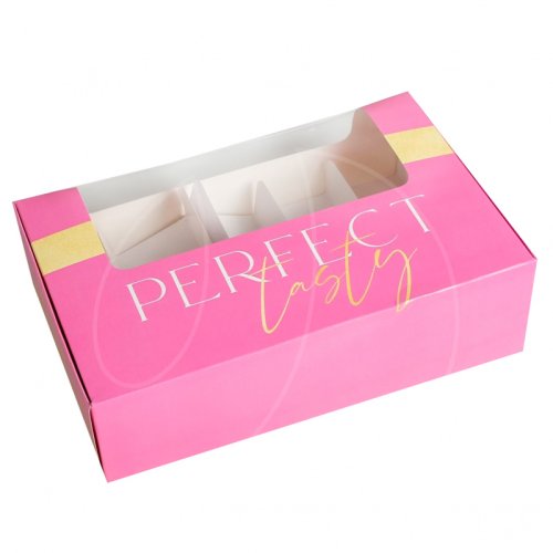Коробка на 5 эклеров и эскимо с окном "Perfect tasty" 25,2х15х7 см 5233289