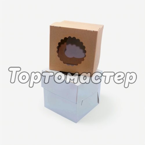 Коробка на 1 капкейк с окном крафт/белая OSQ MUF 1