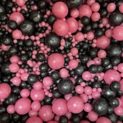Посыпка кондитерская из дутого риса жемчуг "Чёрный и розовый" 50 г № 183	