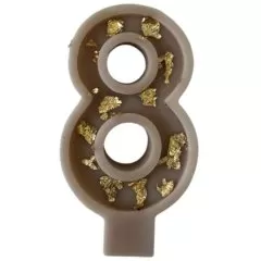 Свеча декоративная Цифра "8" Бежевая поталь 