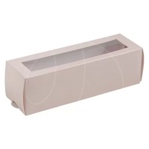 Коробка для макарон с окном персиковая 18x5,5x5,5 см 7429285