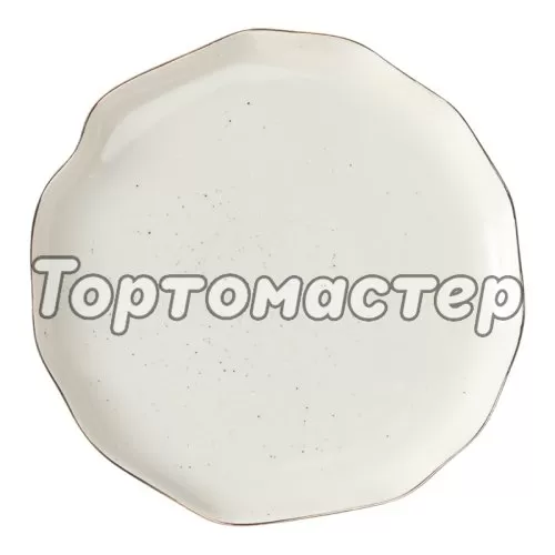 Тарелка фарфоровая Белая с золотой каймой "Волны" 19 см 5287701