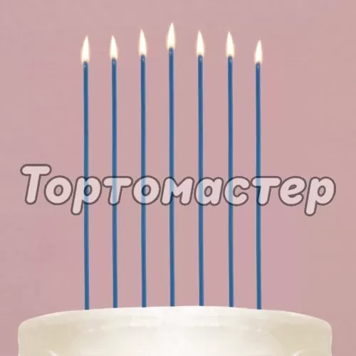Свечи декоративные незадуваемые Голубые 16,8 см 24 шт 10104796  