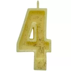 Свеча декоративная Цифра "4" Жёлтая с блёстками 